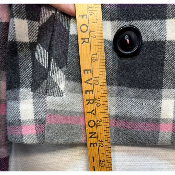 CAbi Womens Plaid Peacoat Jacket Size O Double Breasted Wool Blend Pink/Gray - Picture 4 of 15